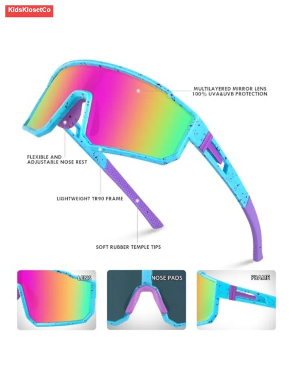 Youth Polarized Sports Sunglasses UV400 Protection Baseball Cycling Kids